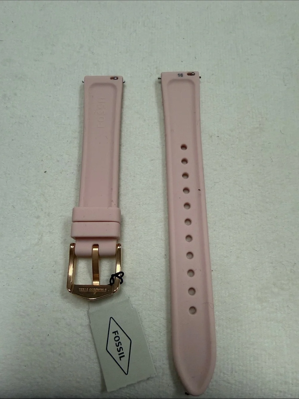 Fossil Pink Silicone Watch Strap with RoseGold Buckle 16mm